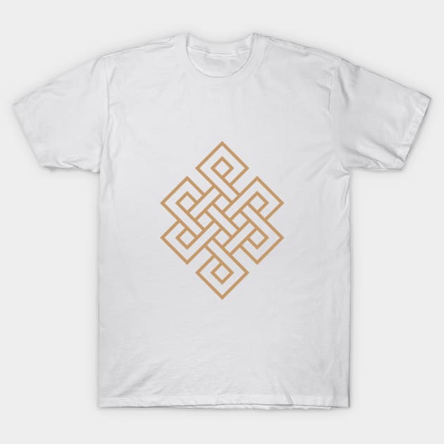 Tibetan Knot Gold T-Shirt by SteveGrime